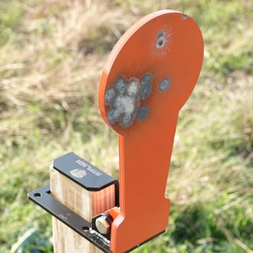 Atflbox 3/8" AR500 12.8'' Classic Popper Steel Shooting Target, 6'' Plate Auto Reset Target for Shooting Range, Suitable for Pistol, Rifle, Handgun, Shotgun, Rimfire - color: 1 Pcs