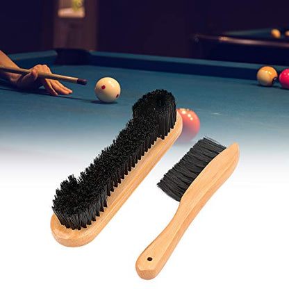 Billiard Pool Table Brush, Snooker Billiard Brush with Wooden Handle, Pool Table Cleaner with Horse Hair and Rail Brush, Valley Pool Table Parts and Accessories, 2pcs