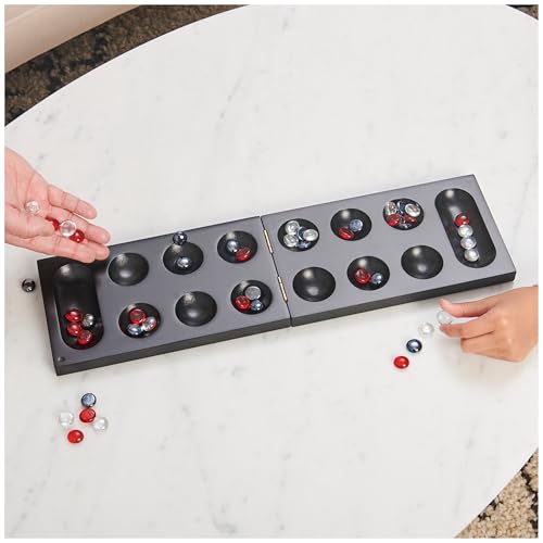 Spin Master Games, Legacy Deluxe Mancala, Classic Game with Folding Wooden Board & Colorful Glass Stones, Family Game, for Ages 8 & Up - color: Mancala