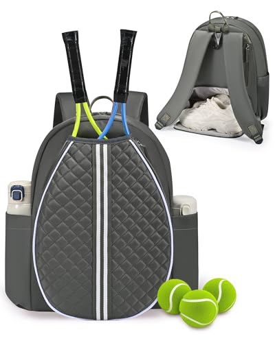 Sucipi Tennis Bag, Quilted Tennis Sling Crossbody Backpack, Water Resistant Tennis Racket Bags for Women Men, Suitable for Pickleball Tennis Badminton - color: Green, size: Large