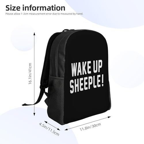Wake Up Sheeple Black Backpacks For Men Women Book Bag Travel Hiking Camping Work Lightweight - color: Ye10