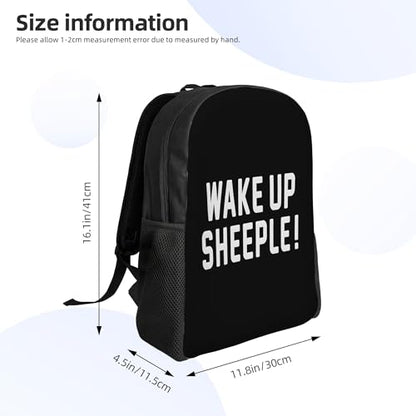 Wake Up Sheeple Black Backpacks For Men Women Book Bag Travel Hiking Camping Work Lightweight - color: Ye10