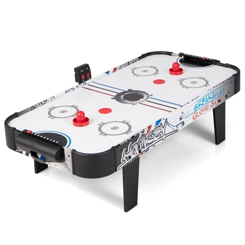 KOTEK Air Hockey Table, 42 Inch Air Hockey Arcade Table with 2 Pushers, 2 Pucks, LED Scoreboard & Electric Motor Fan, Table Top Air Hockey Game for Kids & Adults, Game Room, Home, Office, Club