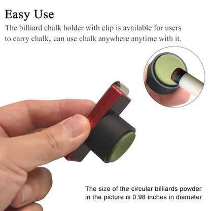 LAKE OF FIRE Chalk Holder Pool Billiards, Pool Cue Chalk Holder with Magnetic Belt Clip Snooker Billiard Accessories - color: Red, style: Round