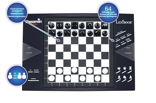 Lexibook, Chessman® Elite, Interactive Electronic Chess Game +, 64 Levels of Difficulty, LEDs, Family Child Board Game, Black/White, CG1300 - style: CG1300