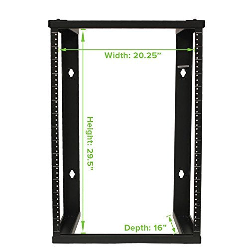 NavePoint 15U Wall Mount Rack - Server Rack for 19 Inch IT Equipment Open Frame Rack – Network Rack for AV & Server Equipment 16” Deep Rack, Black - size: 15U