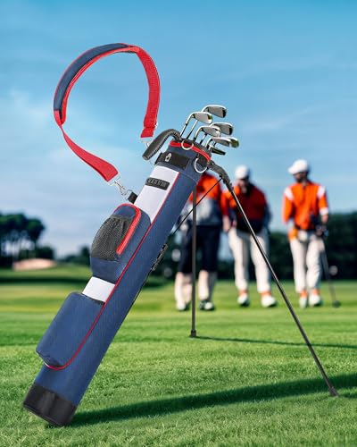 Golf Lightweight Stand Bag, Portable Golf Carry Bag with Insulated Cooler Pocket, Easy to Carry and Ideal for Driving Range, Pitch n Putt, Par 3, Executive Courses - color: Blue and Red