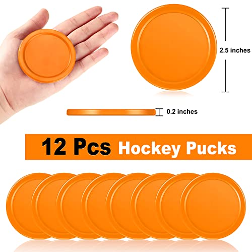 Coopay 12 Pieces Home Air Hockey Pucks 2.5 Inch Heavy Replacement Pucks for Game Tables Equipment Accessories, 12 Grams - color: Orange