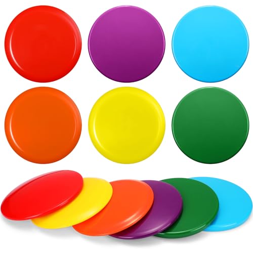 Poen 12 Pieces Disc Golf Set 4 Putter 4 Mid Range 4 Driver 140-160 g Plastic Disc Golf Comfortable Flying Disc for Beginner, DIY Your Discs (Blue, Green, Red, Purple, Yellow, Orange)