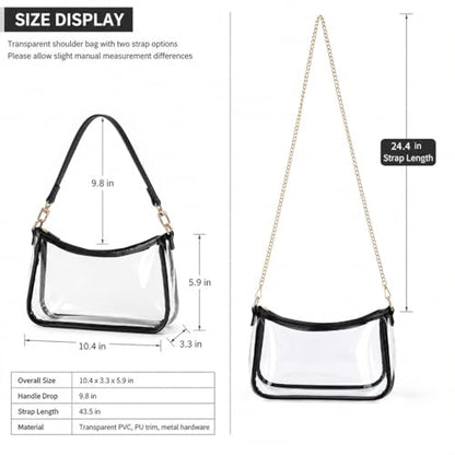VODIU Clutch Tote Handbags with 2 Removable Straps and Zipper Closure Crossbody Bags Shoulder Purse Handbag for Women - color: Tpu-black