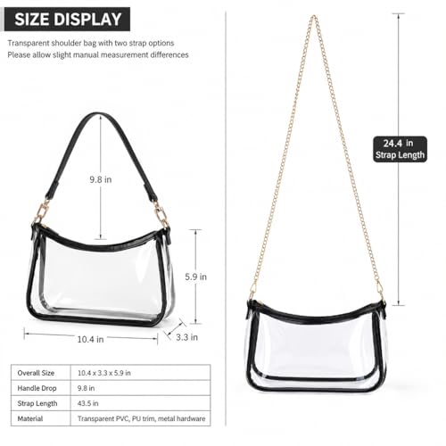 VODIU Clutch Tote Handbags with 2 Removable Straps and Zipper Closure Crossbody Bags Shoulder Purse Handbag for Women - color: Tpu-black