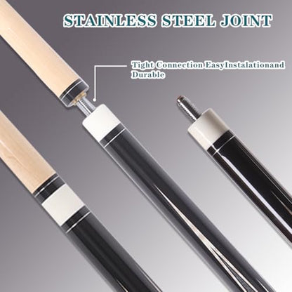 58 inch Canadian Maple Pool Cue Stick 19/20/21 Ounces Available, 13mm Fiber Leather Tip Billiard Cue, Irish Linen Wrap Cues for Beginner, Commercial and Home Entertainment - color: 01