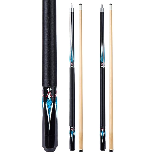 13mm 58 Inch 19 20 oz Billiard Pool Cue Stick, 1/2 Maple Billiard Pool Stick, House Bar Pool Table Sticks for Men - color: 2 x Black 19 oz