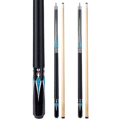 13mm 58 Inch 19 20 oz Billiard Pool Cue Stick, 1/2 Maple Billiard Pool Stick, House Bar Pool Table Sticks for Men - color: 2 x Black 19 oz