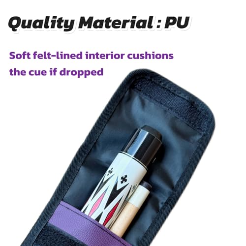 Pool Cue Case,1/2 Billiard Cue Bag,1X1 PU Billiard Stick Bag, 2-Piece Cue Pool Stick Carrying Case - color: Purple