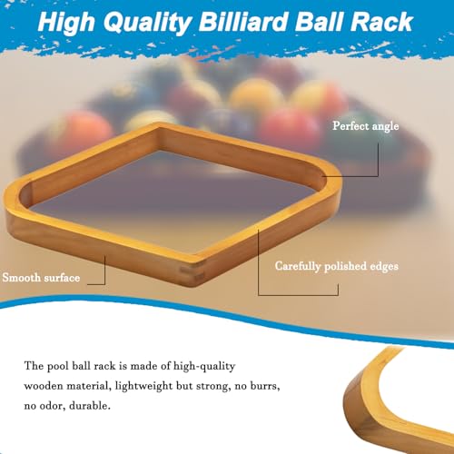 56Pcs Pool Ball Rack with Pool Table Brush Kit, Billiards Triangle for 2-1/4" Ball, 8/9 Ball Triangle Diamond Magic Rack with Pool Chalk Pool Table Accessories - color: Gold