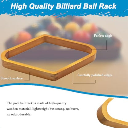 56Pcs Pool Ball Rack with Pool Table Brush Kit, Billiards Triangle for 2-1/4" Ball, 8/9 Ball Triangle Diamond Magic Rack with Pool Chalk Pool Table Accessories - color: Gold