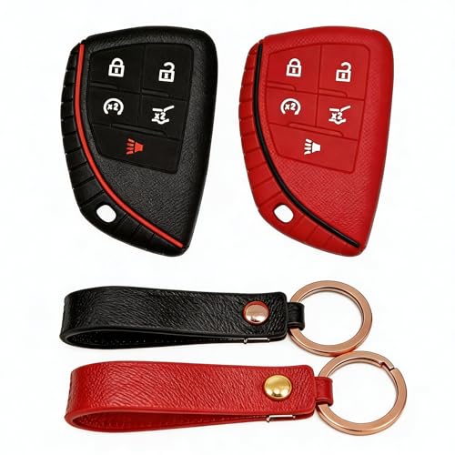 Silicone Key Fob Cover 2 Pack, Key Protector - 360° Key Protection Case for Chevrolet 2020-2026 Trailblazer/Equinox/Malibu, Anti-Scratch Silicone Key Cover (Black/Red) - color: Black/Red