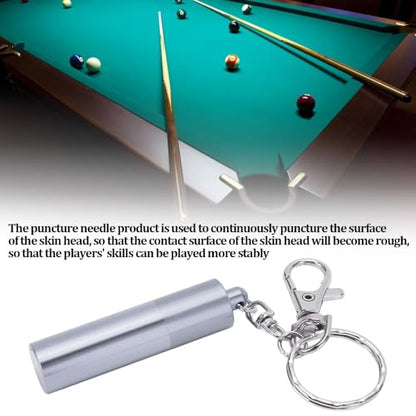 Billiard Cue Tip Tool with Keychain – Billiard Pool Snooker Stick Shaper Cue Tip Pick Pricking Pin Grinding Repair Tool for Snooker Pool Cue Tips - color: Silver