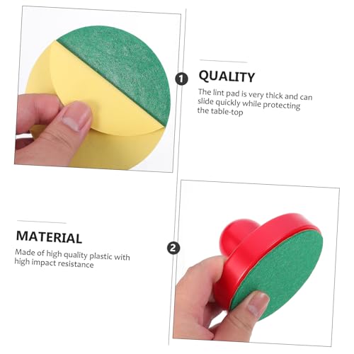 Air Hockey Pushers and Pucks Ergonomic Plastic Hockey Table Accessories with Felt Pads Replacement Parts Includes Pushers Red Green Pucks
