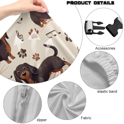 Suobstales Dachshund Paw Music Note Pattern Gaming Chair Covers Slipcovers, Office Chair Covers with Armrest Covers, 4Pc/Set Durable Stretchable Elastic Computer Chair Cover for Anti Cat Scratch - color: Dachshund Paw Music Note