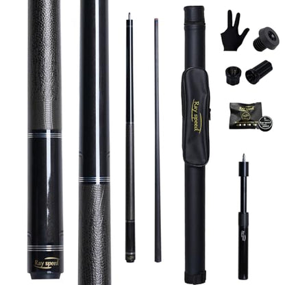Carbon Fiber Pool Cue Stick 12.5mm Rainbow Tip Low Deflection Pool Stick with Uni-loc Pin Joint and Extension Pool Stick-20 oz - color: Black