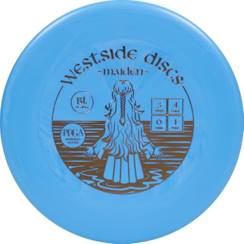 Westside Discs BT Medium Maiden Disc Golf Putter | Neutral Putt & Approach Disc | Grippy BT Medium Plastic | Straight Putting & Controlled Approach Shots | 170-176g - color: Blue