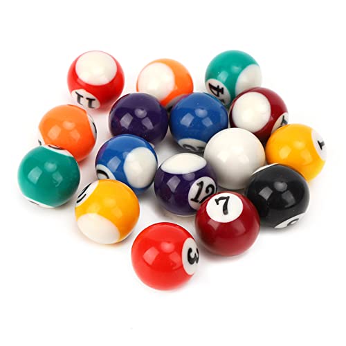 16PCS Mini Billiard Balls Set, 0.98 Inch Mini Pool Ball Set, Resin Children Billiard Ball, for Recreation Games DIY Handmade Decoration (Not Suitable for Adults)