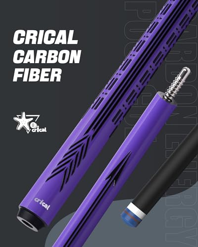 CRICAL Carbon Fiber Pool Cue Stick - 58" Low Deflection Professional Pool Cue with Pro Taper Shaft, 3D Anti-Slip Wrapless Grip, 12.5mm Tip & 3/8x8 Joint Billiard Stick for Enhanced Control & Accuracy - color: CL-PD-Purple