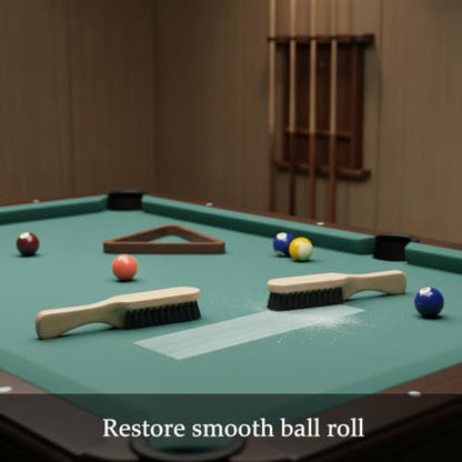 Billiard Table Brush Set, Natural Horsehair Bristles with Wood Handle for Pool Table Felt, 2-Pack - size: 9.06 x 2.76 x 1.38 in