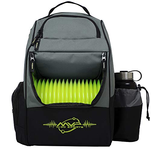 MVP Disc Sports Shuttle Disc Golf Backpack Bag (Choose Your Style and Color) - color: Gray/Lime, style: Without Velcro Side Panel
