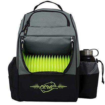 MVP Disc Sports Shuttle Disc Golf Backpack Bag (Choose Your Style and Color) - color: Gray/Lime, style: Without Velcro Side Panel