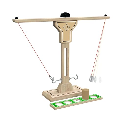 Wild Sports NFL New Orleans Saints Wooden Ring Swing Battle - Head-to-Head Ring Toss Hook & Ring Game for NFL Fans