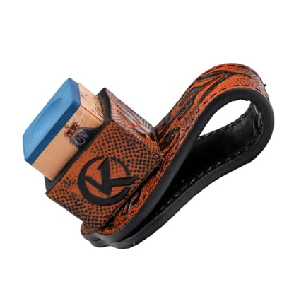 KONLLEN Leather Engraved Chalk Holder Magnetic Vegetable Tanned Leather Pool Cue Snooker Silent Billiard Accessories - color: 01VT Holder-Black-Blue chalk