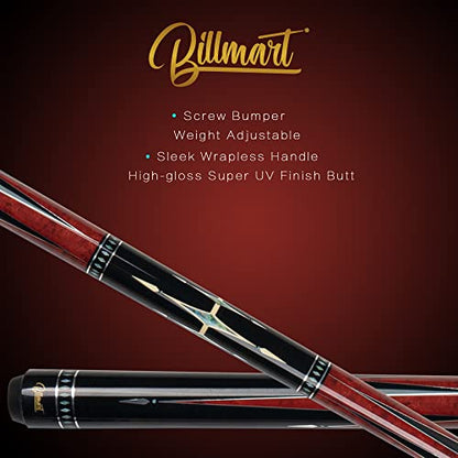 Billmart Pool Cue Stick, Low Deflection Shaft Billiard Cue Sticks with Hard Case, Pool Table Sticks Queue, 19-21 oz Pool Que - color: Red, size: 19 oz