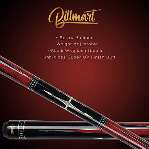 Billmart Pool Cue Stick, Low Deflection Shaft Billiard Cue Sticks with Hard Case, Pool Table Sticks Queue, 19-21 oz Pool Que - color: Red, size: 20 oz