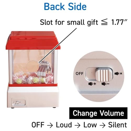 Japard Claw Machine for Kids, Mini Candy Vending Machine, Manual Arcade Game with Adjustable Sound, Candy Grabber Prize Dispenser, Gifts for Girls Boys Easter Party