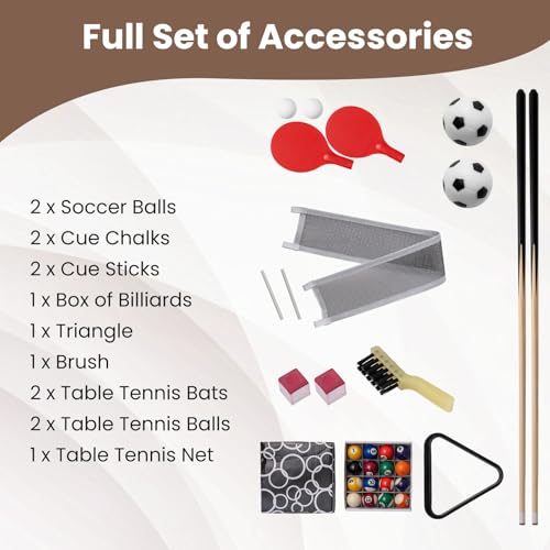 GYMAX 3 in 1 Multi Game Table, Swivel Combo Game Table with Foosball, Billiards & Table Tennis, Rod Storage Rack, Space-Saving Design for Family Night, Home, Game Room, Office