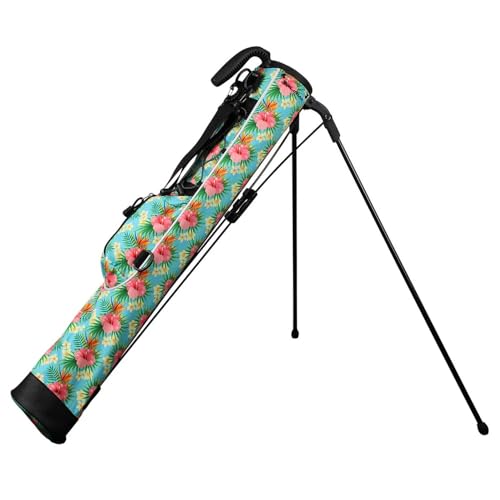 Orlimar Pitch ’n Putt Lightweight Sunday Golf Bag with Stand, Ultra-Light Carry Design, Two-Way Divider Top, Shoulder Strap, Compact Carry Golf Bag for Men & Women - color: Hawaiian Hibiscus