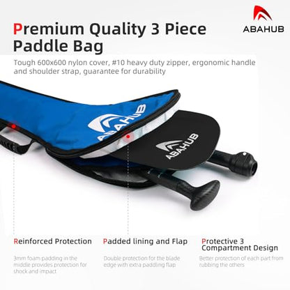 Abahub 1 x 3 Section Carbon Fiber SUP Paddle, Adjustable 67''-86'' Stand Up Paddle Lightweight Carbon Shaft, Black/Blue/Yellow/Green/Orange/Red Plastic Blade + Paddle Bag - color: Black-SUP Paddle