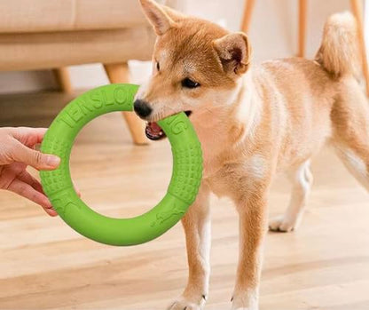 Dog Flying Disc, Premium Quality Flyer Dog Toy for Outdoor & Indoor Fun, Tension Ring Dog Toy for Throwing, Catching, Swimming & Training (Green, 7 in)