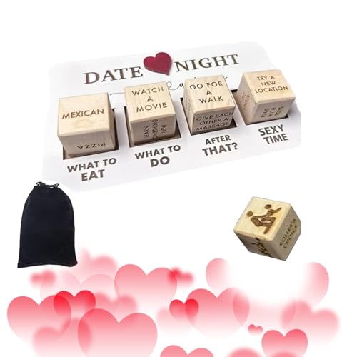 ZyMen Date Night Dice After Dark Edition - Date Night Wooden Dice Game for Couples, Date Dice -Eat/Do/After That/Sexy Time, Adult Fun Games for Couples (B), 16*10 Cm
