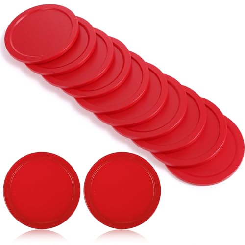 JJUNW 10PCS Mini Air Hockey Table Pucks, 2.5 in Air Hockey Puck Replacement, Durable Puck and Paddles Game Tables Accessories Compatible with Standard Pushers and Goals - color: red