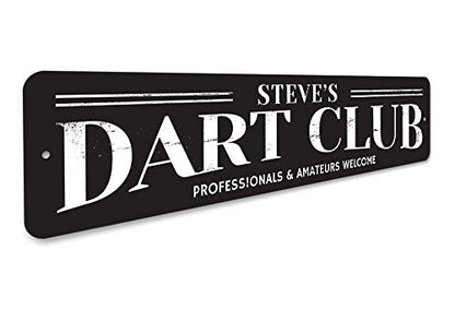 Dart Club Sign, Gamer Name Man Cave Sign, Professionals & Amateurs Welcome Game Room Aluminum Decor - 6" x 24" - size: 2) 6"x24" Inches