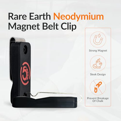 Cru5h Billiards Magnetic Chalk Holder Belt Clip - Rare Earth Neodymium Magnet Belt Clip with Metal Chalk Holders - Circle, Hexagon, Octagon, and Square Included