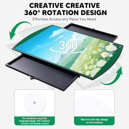 Xubialo 1500pc Rotating Puzzle Board with 2 Drawers & Cover, 25"x34" | Portable metal Spinning Jigsaw Puzzle Table for Adults, Upgraded Lazy Susan, Ideal Gift for Mum