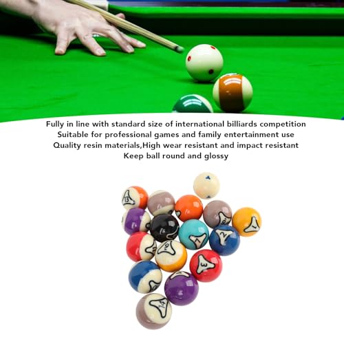 16Pcs Billiard Balls Set US Style Pool Ball Resin 57.2mm Dia for Tournament Practice, Default