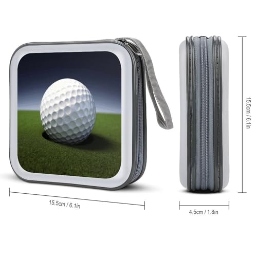 Golf Ball CD Case 40 Capacity DVD Case with Zipper Disc Storage Organizer Portable CD Holder Storage Hard Plastic DVD Wallet Holder Organizer for Home Car Travel
