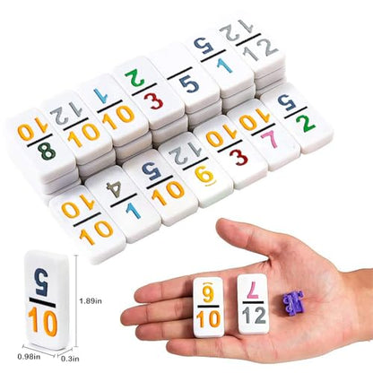 Yinlo Mexican Train Dominoes Set，Double 12 Dominoes with Train Sound Effect, Portable Travel Games, 91 Tiles Colored Number Domino Game Set with Aluminum Case, Ideal Gift