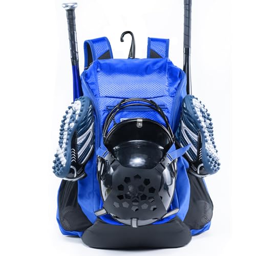 | Baseball Bag Softball Bat Bag, Double-layer Baseball Backpack Adult with Gear Klip To Hold Baseball Glove, Baseball Essential Gear, Youth Baseball Bag for Boys, Girls, Baseball Accessories - color: Blue